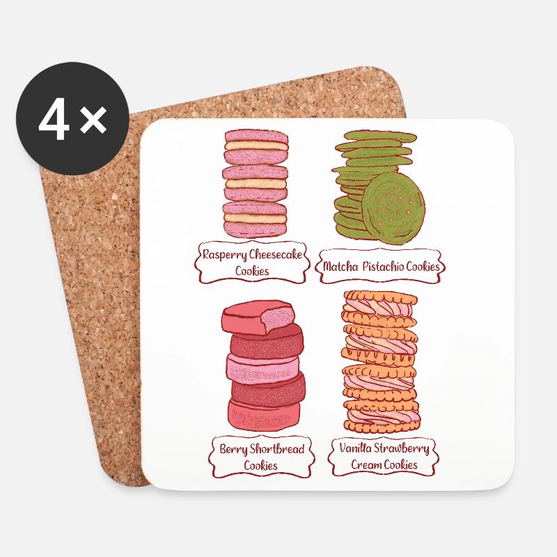 Pastellcookies Stack-Design - Untersetzer (4er-Set) - Weiß