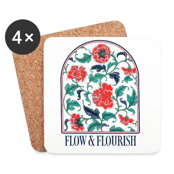 Flow & Flourish Flower Ornament - Coasters (set of 4) - white - Front