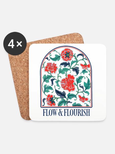 Flow & Flourish Blütenornament - Untersetzer (4er-Set) - Weiß
