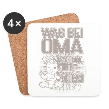 Was bei Oma passiert bleibt bei Oma Baby Design - Untersetzer (4er-Set) - Weiß - Vorne