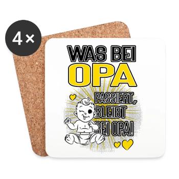 Was bei Opa passiert bleibt bei Opa - Untersetzer (4er-Set) - Weiß - Vorne