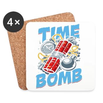Bombe à retardement – Design streetwear explosif - Dessous de verre (lot de 4) - blanc - Devant