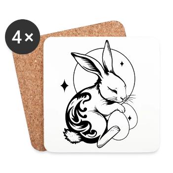 Schlafender Osterhase mit Tribal und Eiern - Untersetzer (4er-Set) - Weiß - Vorne