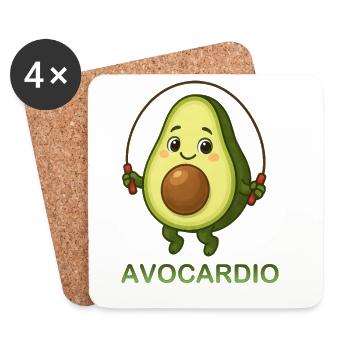 Avocado Sport Rope Skipping Cartoon Avocardio Core - Coasters (set of 4) - white - Front