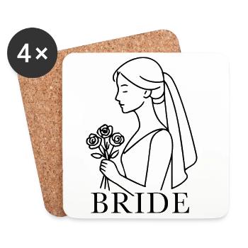 Illustration Mariée - Dessous de verre (lot de 4) - blanc - Devant