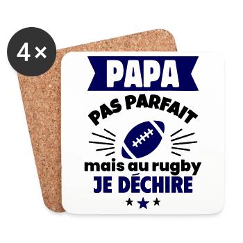 Papa pas parfait, mais au rugby je déchire - Dessous de verre (lot de 4) - blanc - Devant