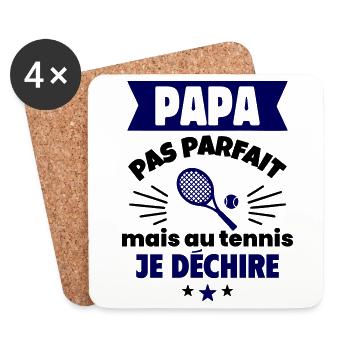 Papa pas parfait, mais au tennis je déchire - Dessous de verre (lot de 4) - blanc - Devant