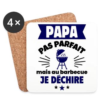 Papa pas parfait, mais au barbecue je déchire - Dessous de verre (lot de 4) - blanc - Devant