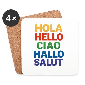 HOLA HELLO CIAO HALLO SALUT - Dessous de verre (lot de 4) - blanc - Devant