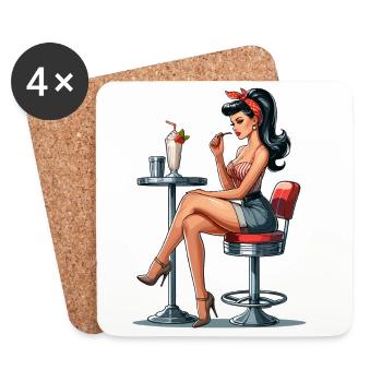 Milkshake Rockabilly Pin Up Gift - Coasters (set of 4) - white - Front