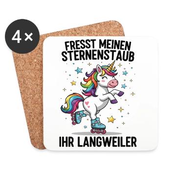 Rollschuh Einhorn - Untersetzer (4er-Set) - Weiß - Vorne