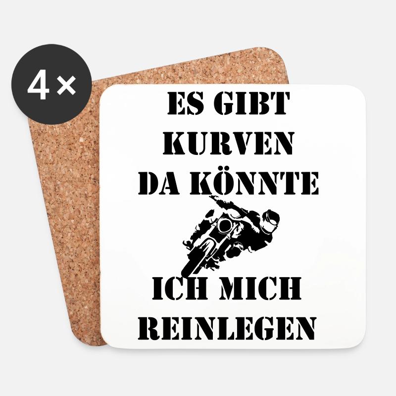kurven legen Motorrad  - Untersetzer (4er-Set) - Weiß