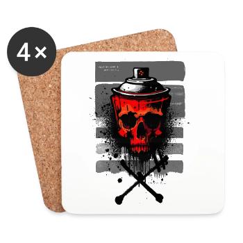 Red urban skull spray - Coasters (set of 4) - white - Front