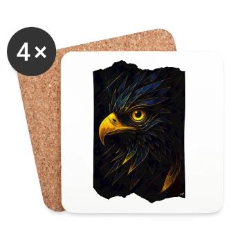 Tête d’aigle brillante dans l’obscurité - Dessous de verre (lot de 4) - blanc - Devant