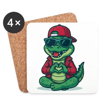 Crocodile Love Cool - Untersetzer (4er-Set) - Weiß - Vorne