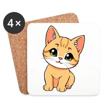 Cute cat - Coasters (set of 4) - white - Front