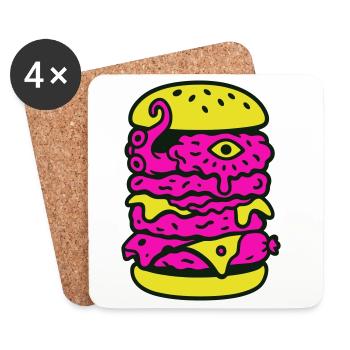 Monster Burger dans le style Pop Art - Dessous de verre (lot de 4) - blanc - Devant
