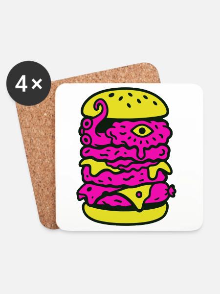 Monsterburger im Pop-Art Stil - Untersetzer (4er-Set) - Weiß
