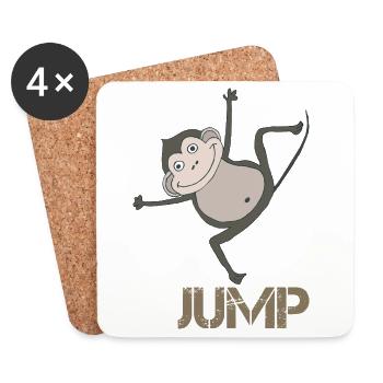 Playful monkey with jumping motif - Coasters (set of 4) - white - Front