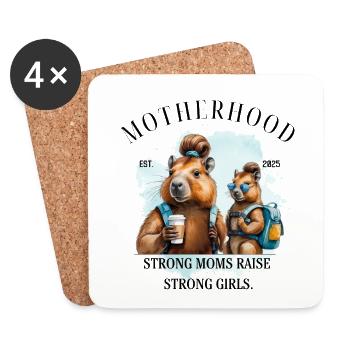 Strong Moms Raise Strong Girls - Untersetzer (4er-Set) - Weiß - Vorne