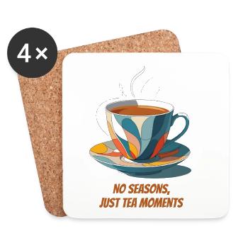 Bunte Teetasse mit Schriftzug - Untersetzer (4er-Set) - Weiß - Vorne