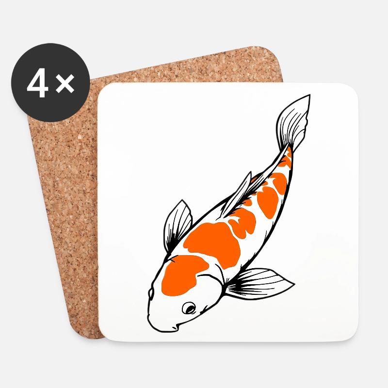 Koi Fisch - Untersetzer (4er-Set) - Weiß