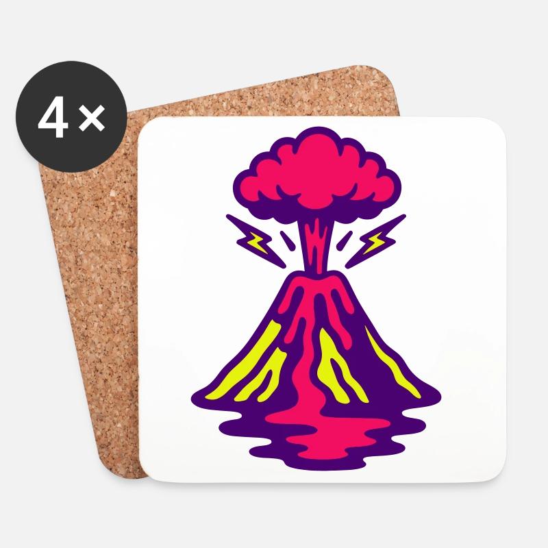 Volcano Pop Art - Coasters (set of 4) - white