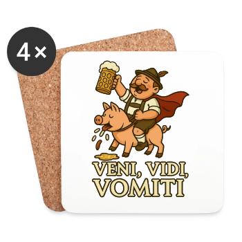 Festival de la bière bavaroise Lustig Veni Vidi Vomiti - Dessous de verre (lot de 4) - blanc - Devant