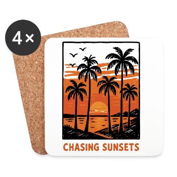Chasing Sunset – Lifestyle Design Sonnenuntergang - Untersetzer (4er-Set) - Weiß - Vorne