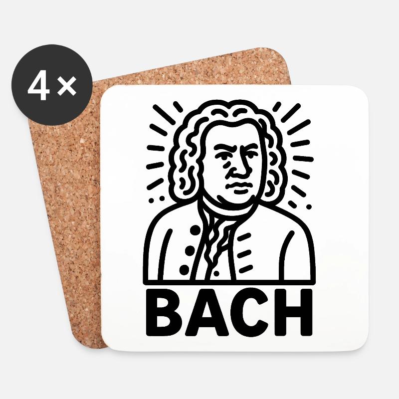 Johann Sebastian Bach - Untersetzer (4er-Set) - Weiß
