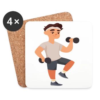 Illustration de fitness actif pour les athlètes - Dessous de verre (lot de 4) - blanc - Devant