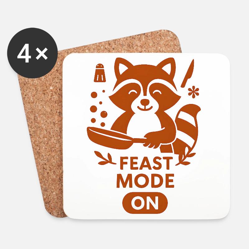 Witziger Waschbär Kochmütze Design - Untersetzer (4er-Set) - Weiß