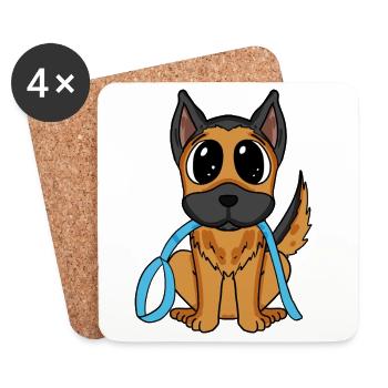 Niedlicher Hund mit Schleife - Deutscher Schäferhu - Untersetzer (4er-Set) - Weiß - Vorne