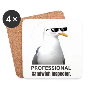 Humorous Seagull with Sunglasses T-Shirt - Coasters (set of 4) - white - Front