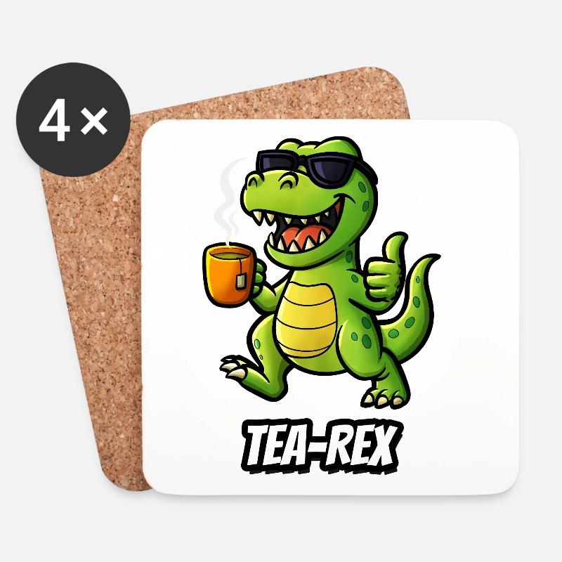 Tea-Rex - Untersetzer (4er-Set) - Weiß