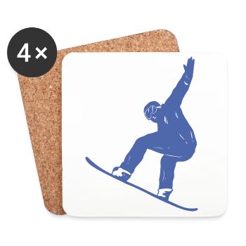 Silhouette minimaliste de snowboard Sports d’hiver - Dessous de verre (lot de 4) - blanc - Devant