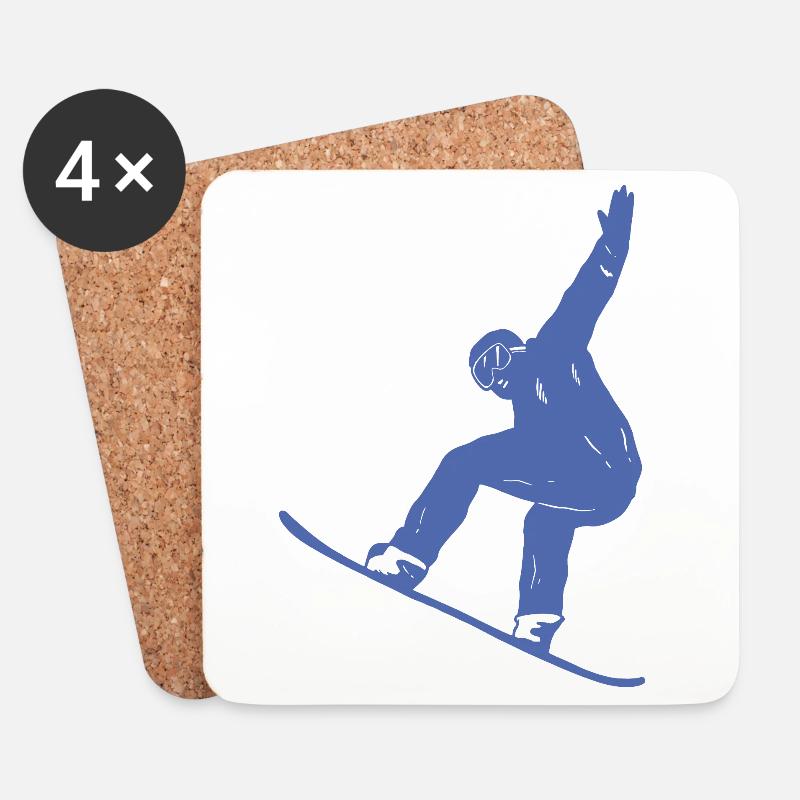 Minimalistisches Snowboard Silhouette Wintersport - Untersetzer (4er-Set) - Weiß