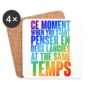 Multilingual thinking motif in color gradient - Coasters (set of 4) - white - Front