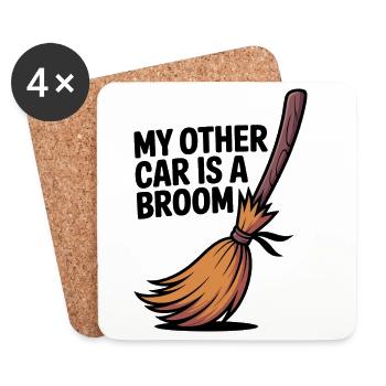 My Other Car is a Broom - Coasters (set of 4) - white - Front