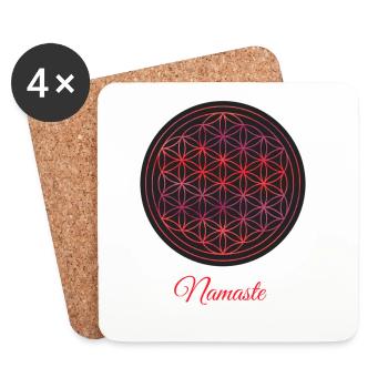 Namaste – Rote & Schwarze Blume des Lebens - Untersetzer (4er-Set) - Weiß - Vorne