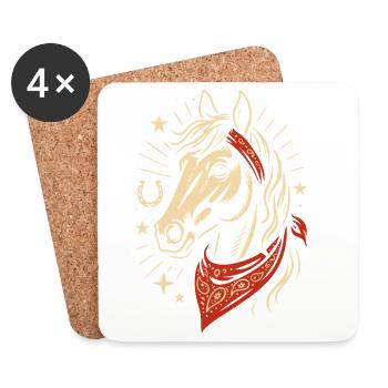 Western Horse with Bandana Stars Country Art - Coasters (set of 4) - white - Front