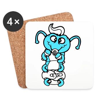 Hochet bébé chenille couche tétine enfant né - Dessous de verre (lot de 4) - blanc - Devant