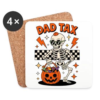 Papa Impôt Squelette Halloween Bonbons - Dessous de verre (lot de 4) - blanc - Devant