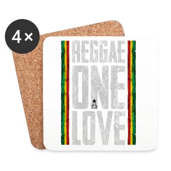 Design d’amour reggae avec des rayures africaines - Dessous de verre (lot de 4) - blanc - Devant