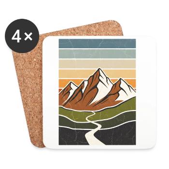 Paysages de montagne rétro vintage pour les amoureux de la nature - Dessous de verre (lot de 4) - blanc - Devant