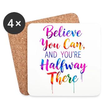 Inspirierendes Regenbogen-Typografie-Zitat - Untersetzer (4er-Set) - Weiß - Vorne