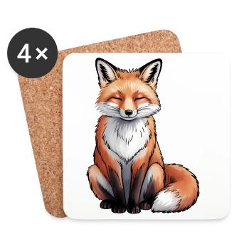Fuchs sitzend - Untersetzer (4er-Set) - Weiß - Vorne