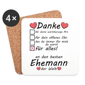 Beste Schwule Gay Ehemann der Welt Danke sagen  - Untersetzer (4er-Set) - Weiß - Vorne