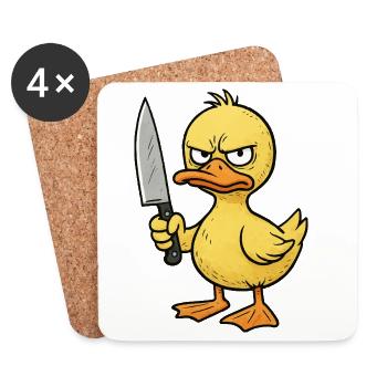 Wütendes Entenküken mit Messer - Untersetzer (4er-Set) - Weiß - Vorne