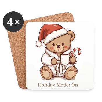 Cozy Teddy Xmas – Holiday Mode: On - Untersetzer (4er-Set) - Weiß - Vorne